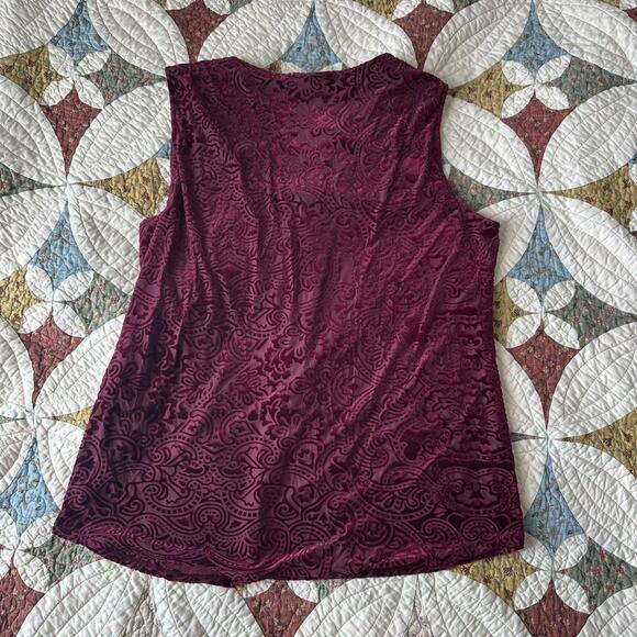 Dana Buchman burgundy velvet paisley tank top Size L whimsigoth practical magic - Picture 5 of 5